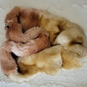 Faux Frenzi By Dena Luxurious Rose and Tan Faux Fur Infinity Scarf NWT
